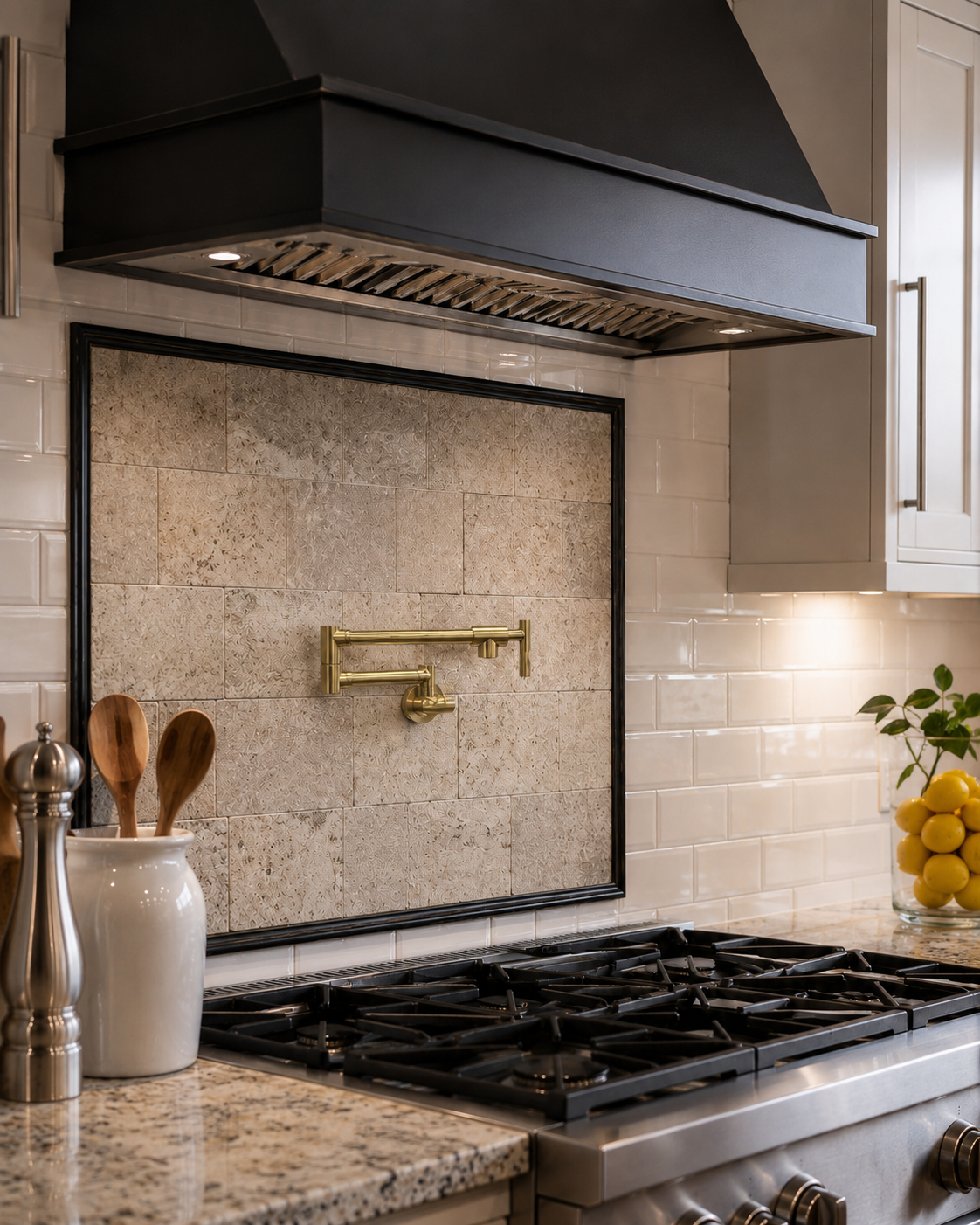 Unlacquered Brass Wall Mounted Pot Filler - Swing Arm Stove Faucet