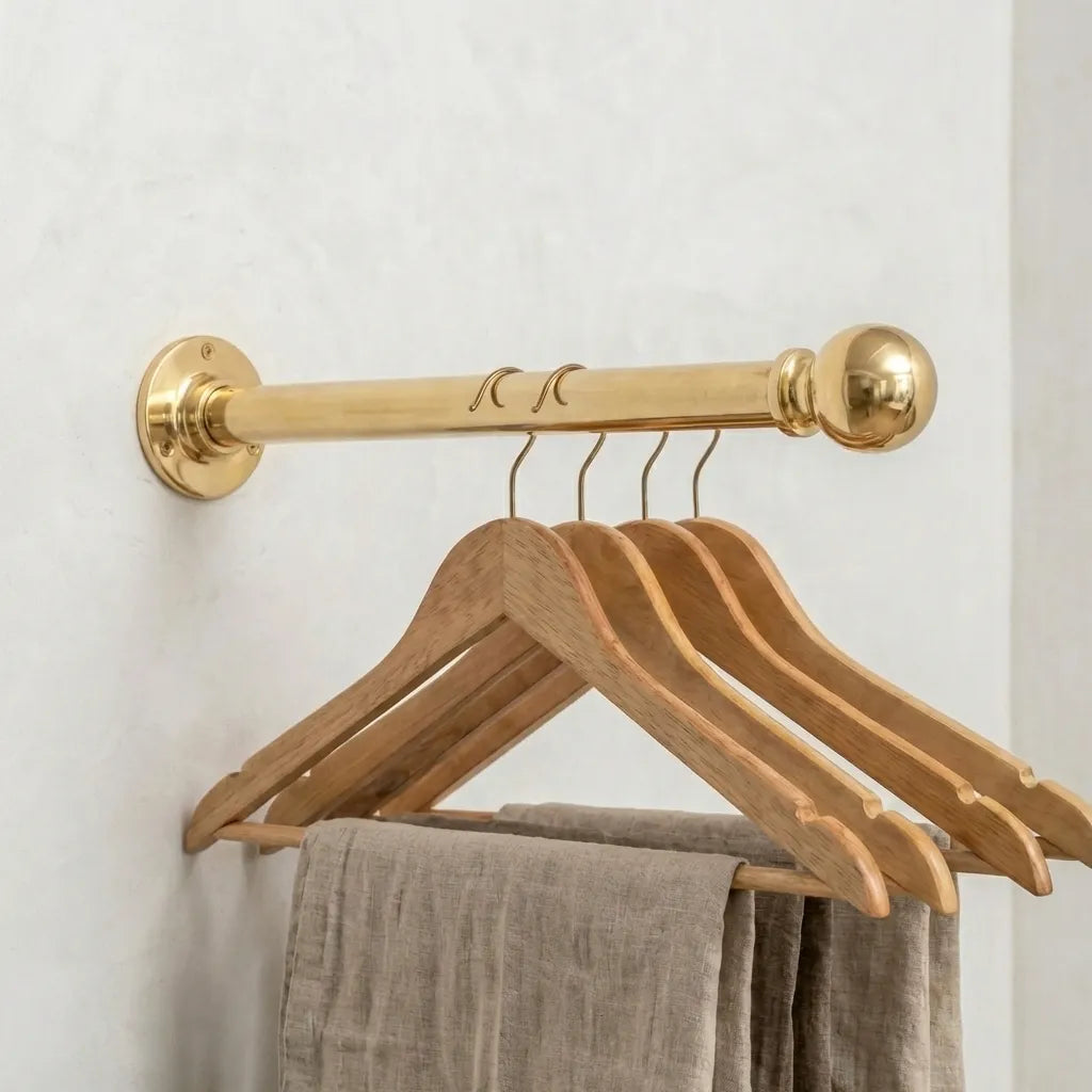 Unlacquered Brass Clothes Rail – Wall Mounted Closet Hanging Bar