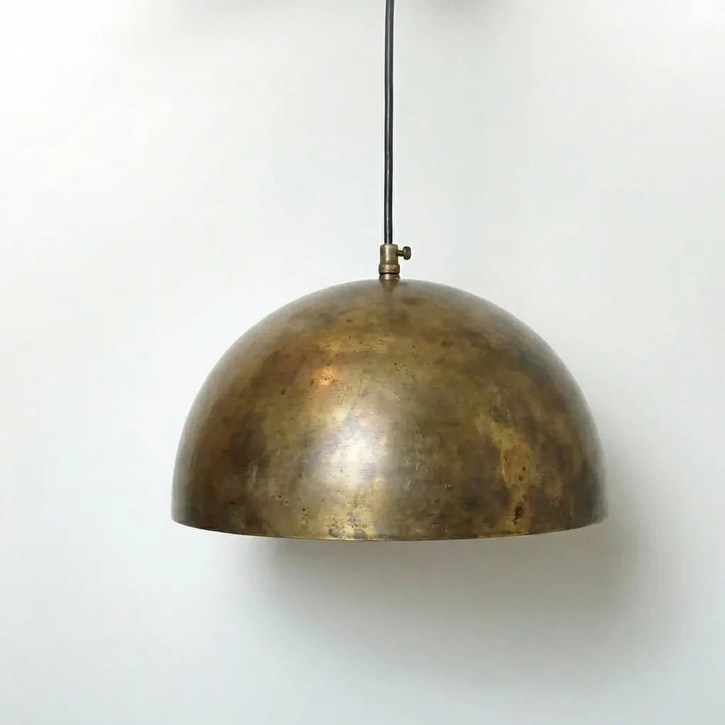 Unlacquered Brass Kitchen Island Pendant Light – Handcrafted Aged Brass Dome Ceiling Fixture