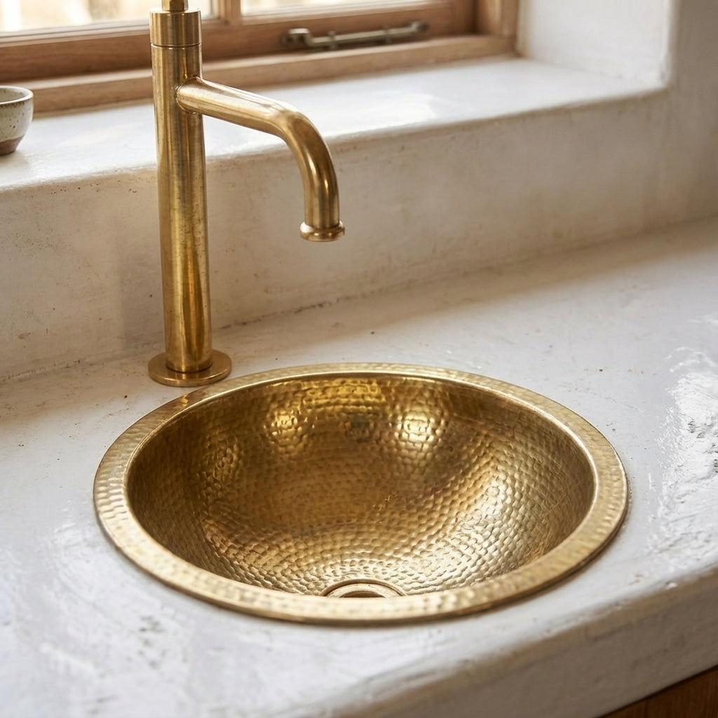 Victorian Style Brass Bathroom Faucet – Unlacquered Solid Brass Sink Tap
