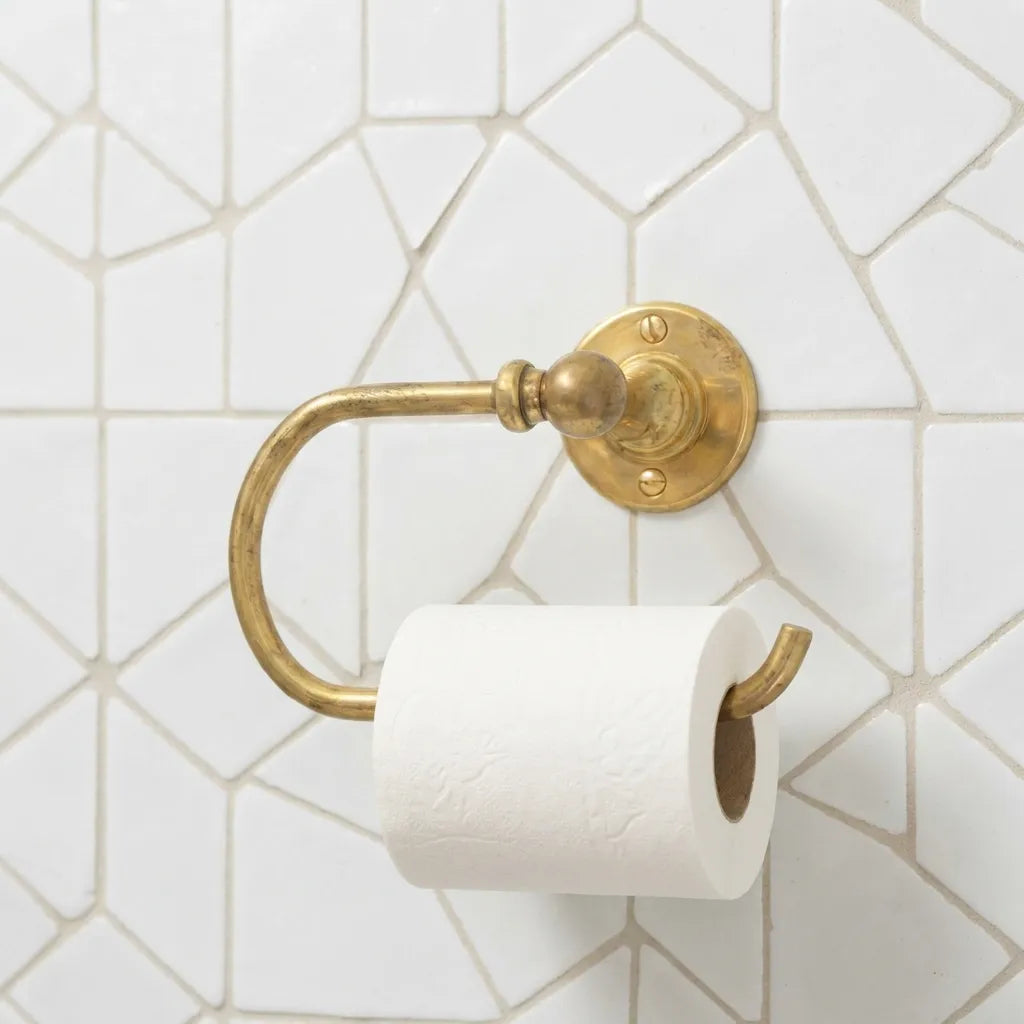 Unlacquered Brass Toilet Paper Holder – Vintage Wall Mount Bar