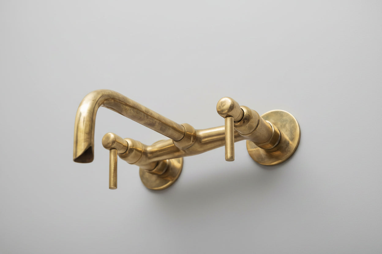 Wall Mounted Brass Faucet - Unlacquered Brass Bathroom Faucet