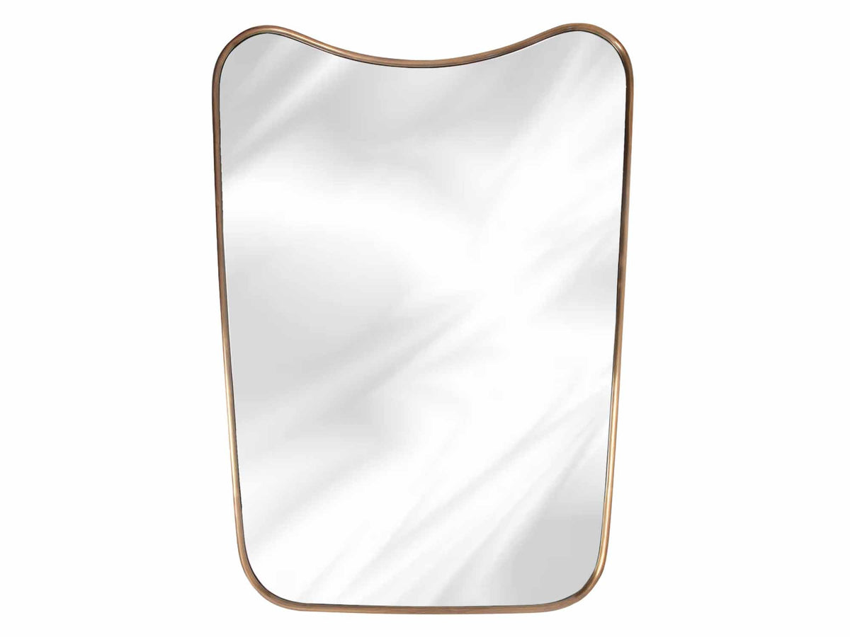 Varaudu Curved Brass Mirror Frame Wall Mirror - Antique Brass Bathroom Mirror, Vanity Wall Decor