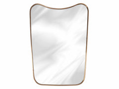 Varaudu Curved Brass Mirror Frame Wall Mirror - Antique Brass Bathroom Mirror, Vanity Wall Decor