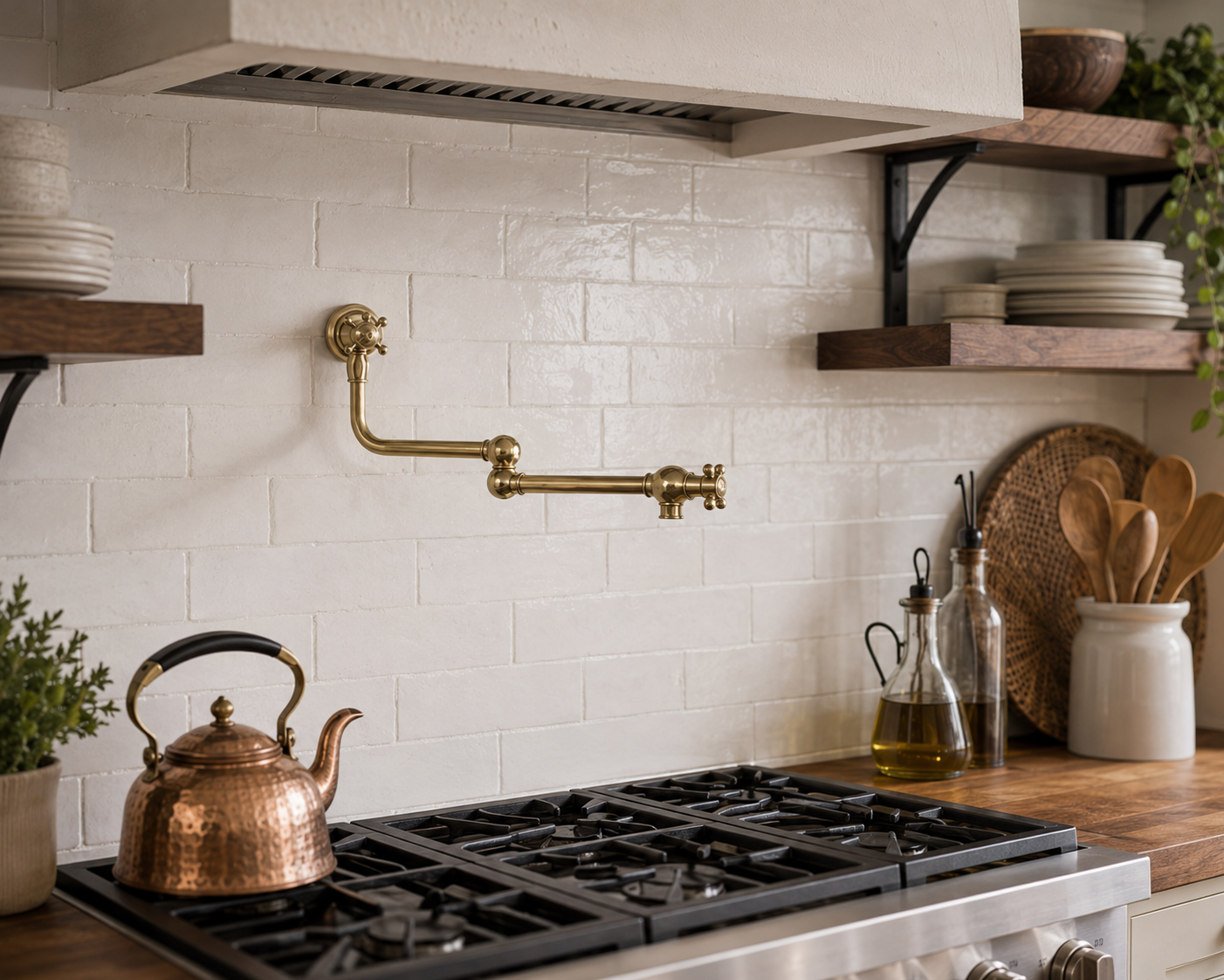 Wall Mounted Folding Pot Filler - Traditional Brass Stove Faucet