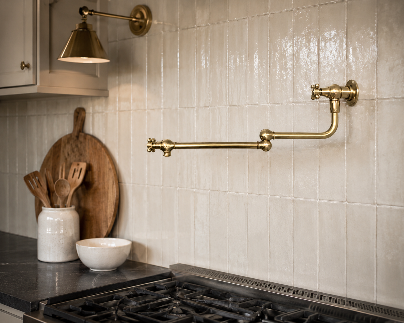 Wall Mounted Folding Pot Filler - Traditional Brass Stove Faucet