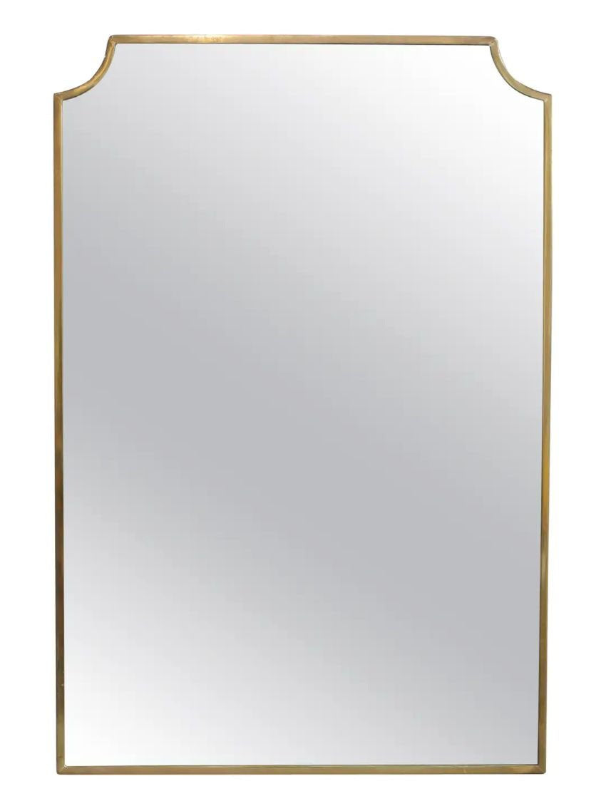 Varaudu Modern Chateau Rectangle Brass Mirror Handmade Wall Mirror - Antique Brass Bathroom Mirror, Vanity Wall Decor