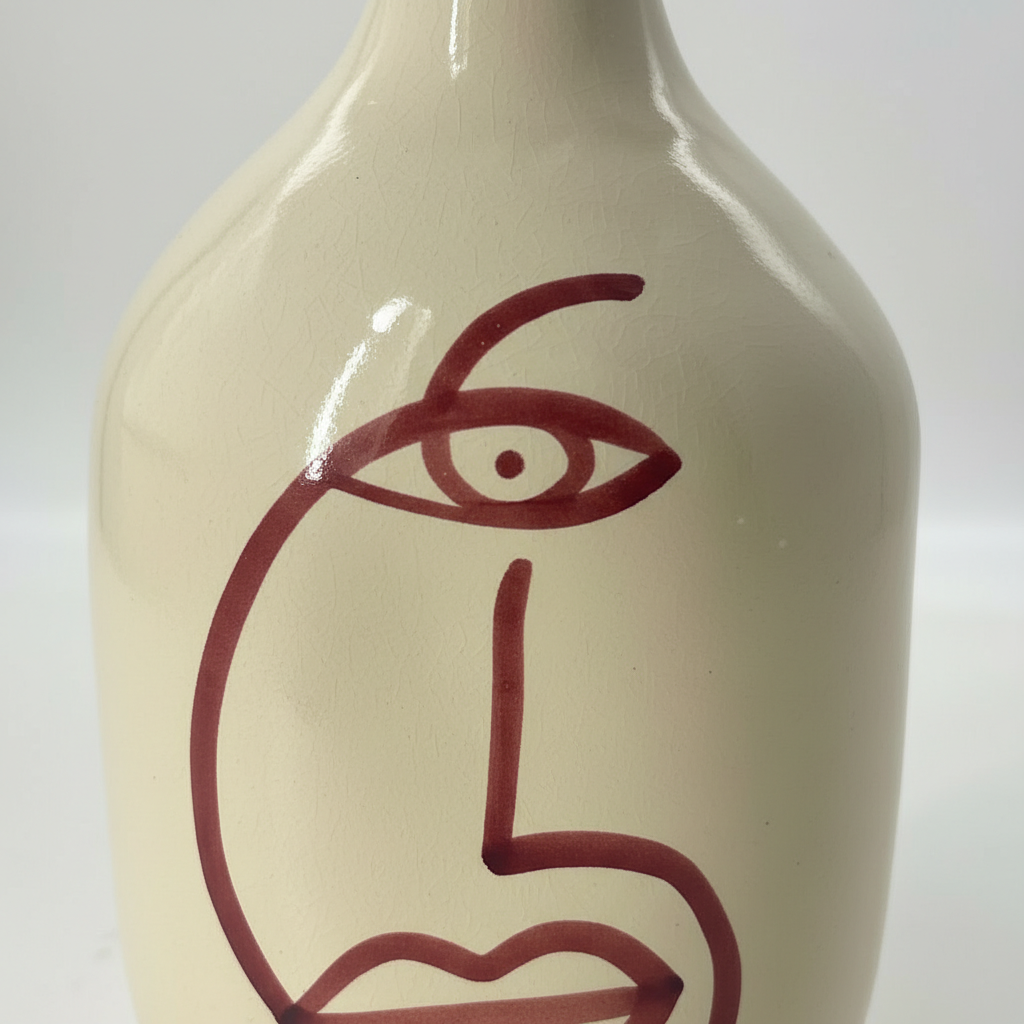 Handmade Ceramic Vase – Modern Face Art Pottery Bottle Vase