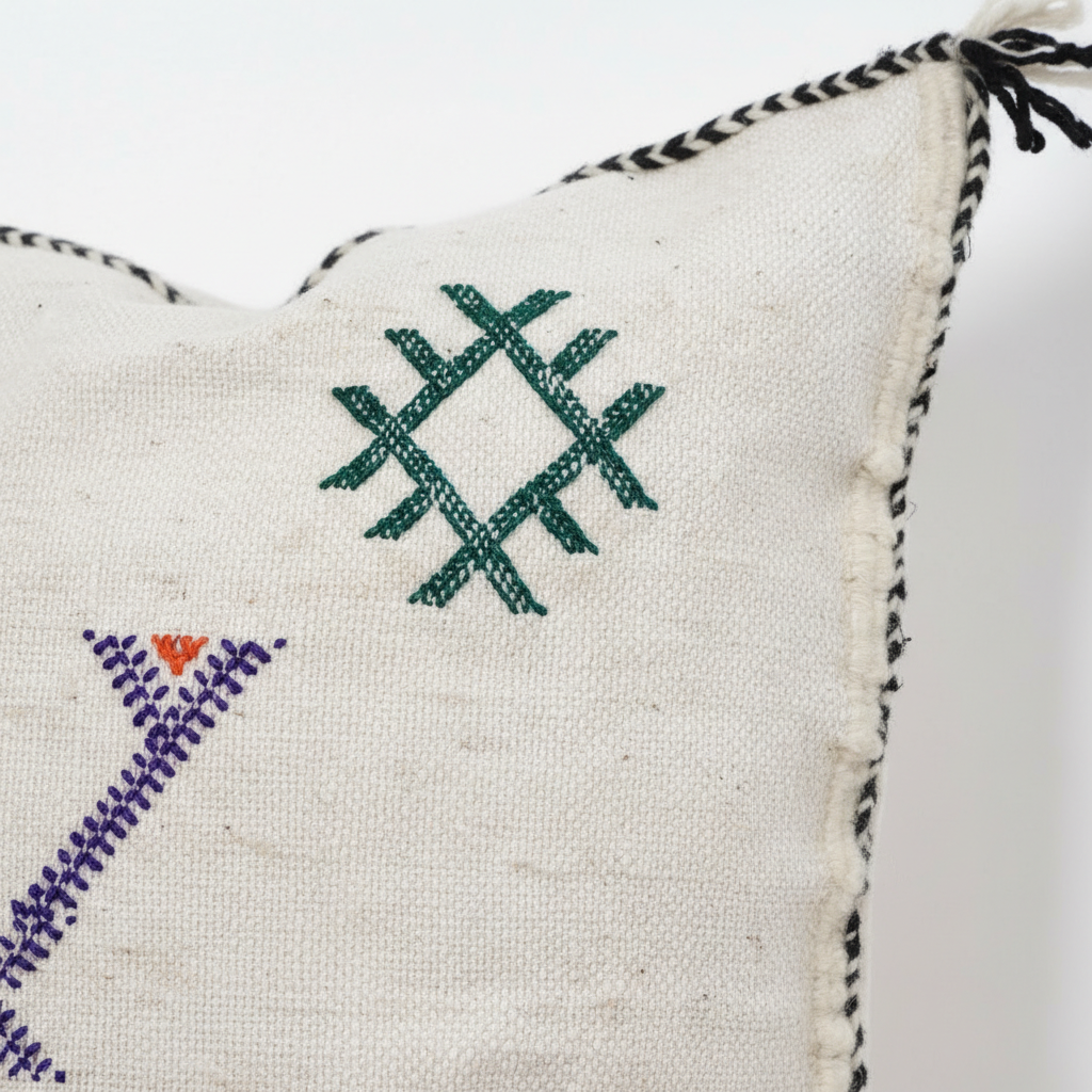 Berber Pillow Cover – Handwoven Moroccan Style Cushion Cover with Colorful Tribal Embroidery