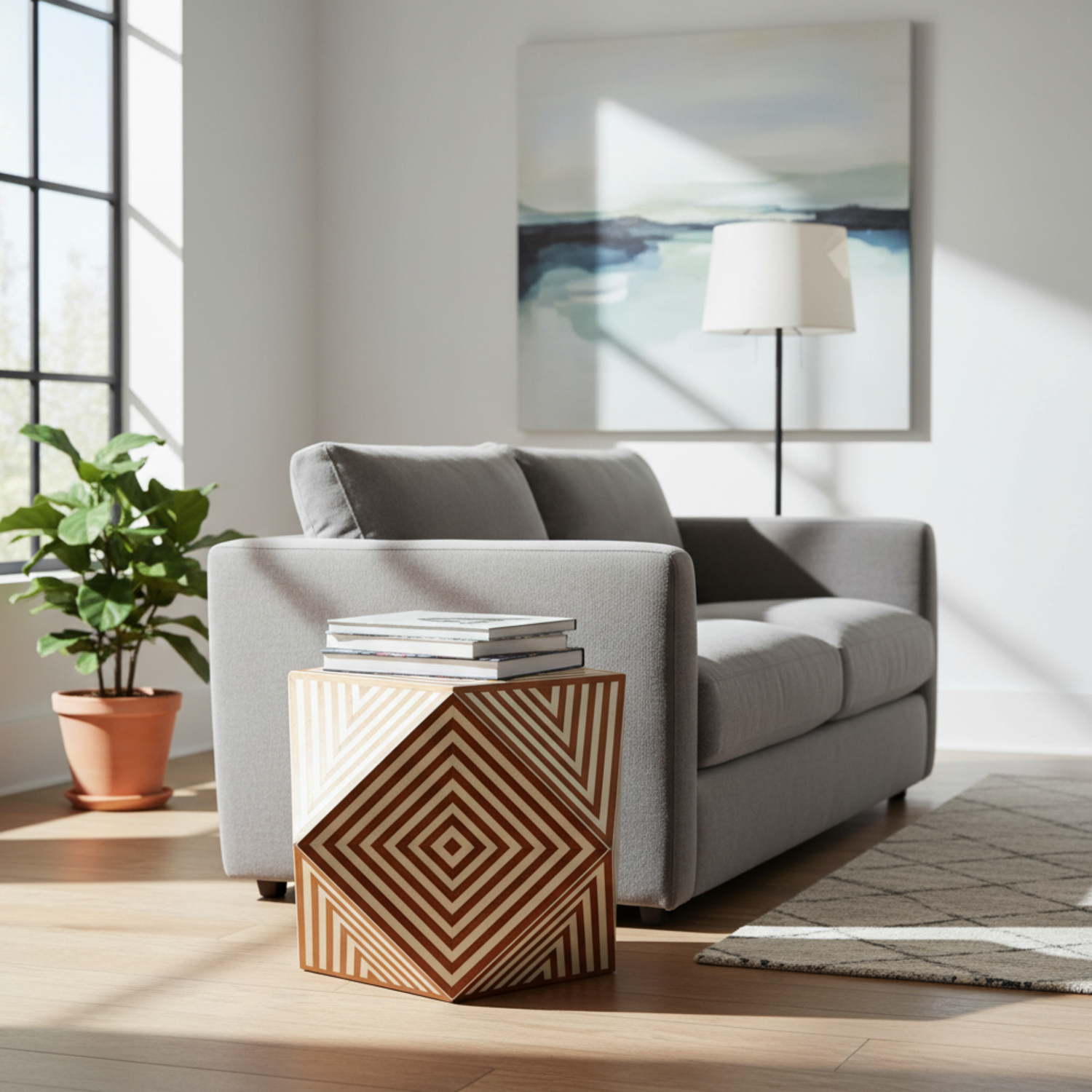 Handmade Hexagon Wood Side Table – 25