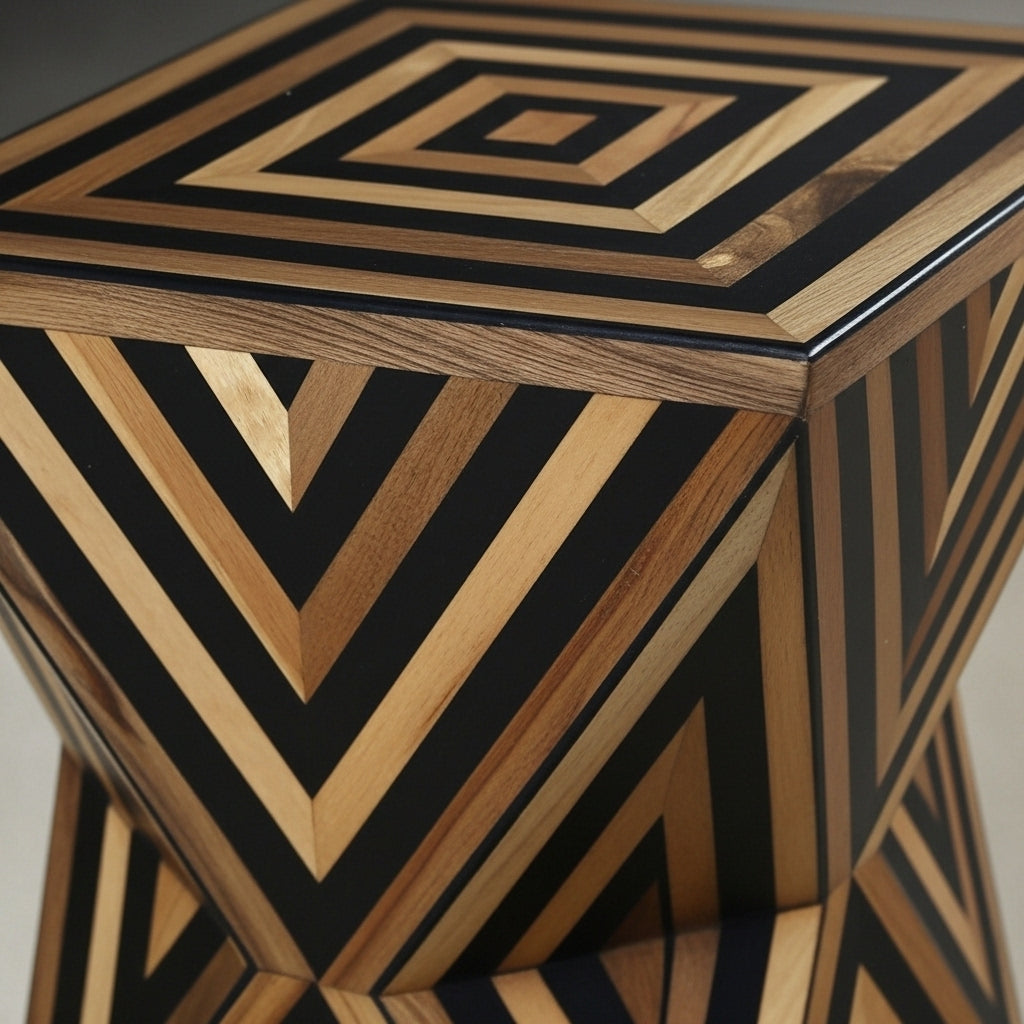 Handcrafted Geometric Wooden Side Table – Modern Accent Design