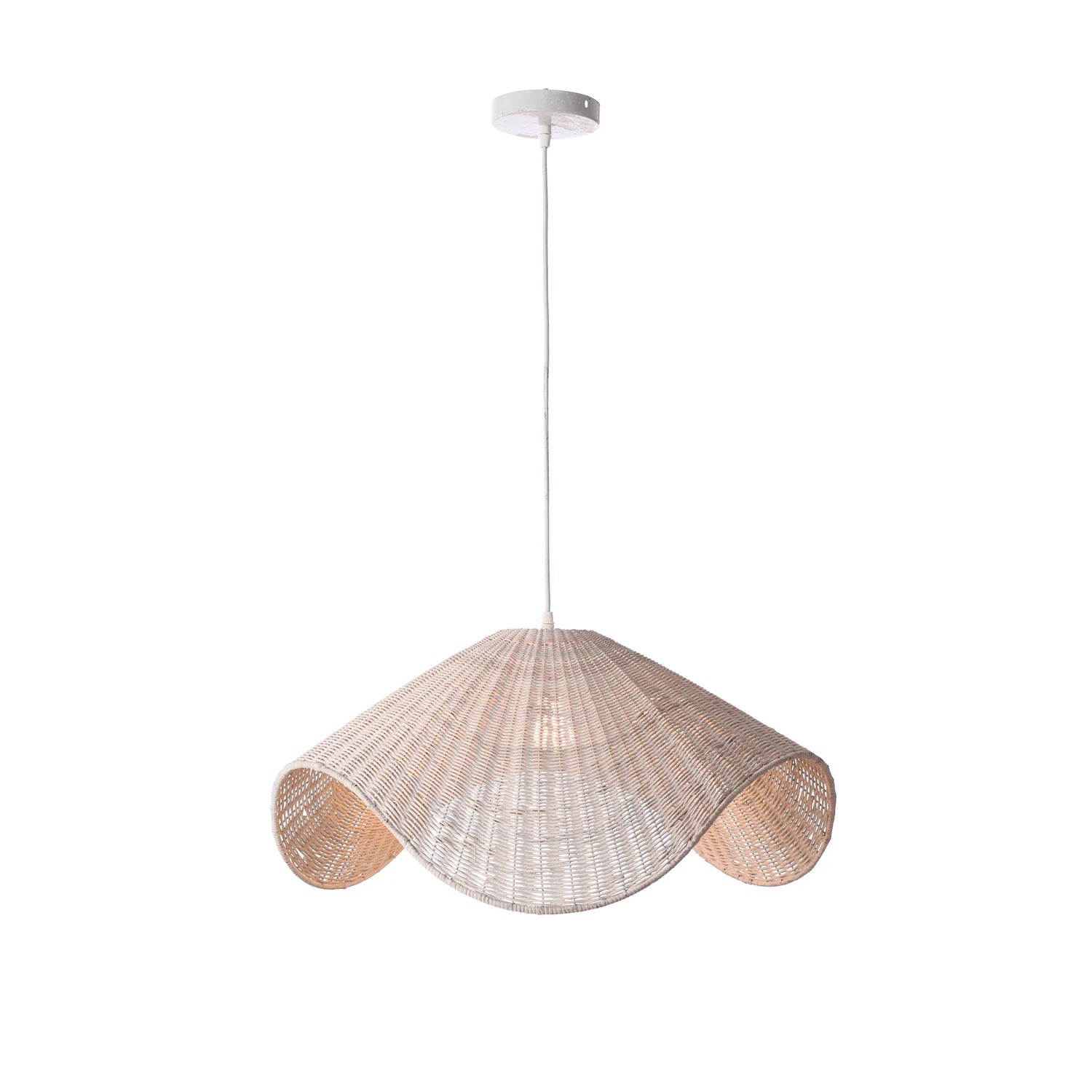 Adaya Rattan Pendant Light White Shade