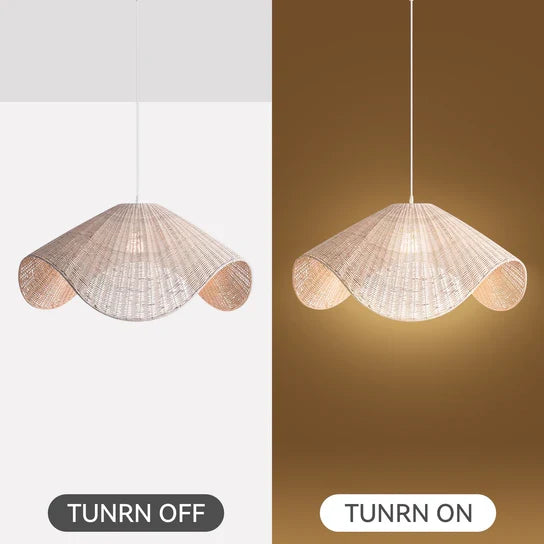 Adaya White Wicker Rattan Pendant Light