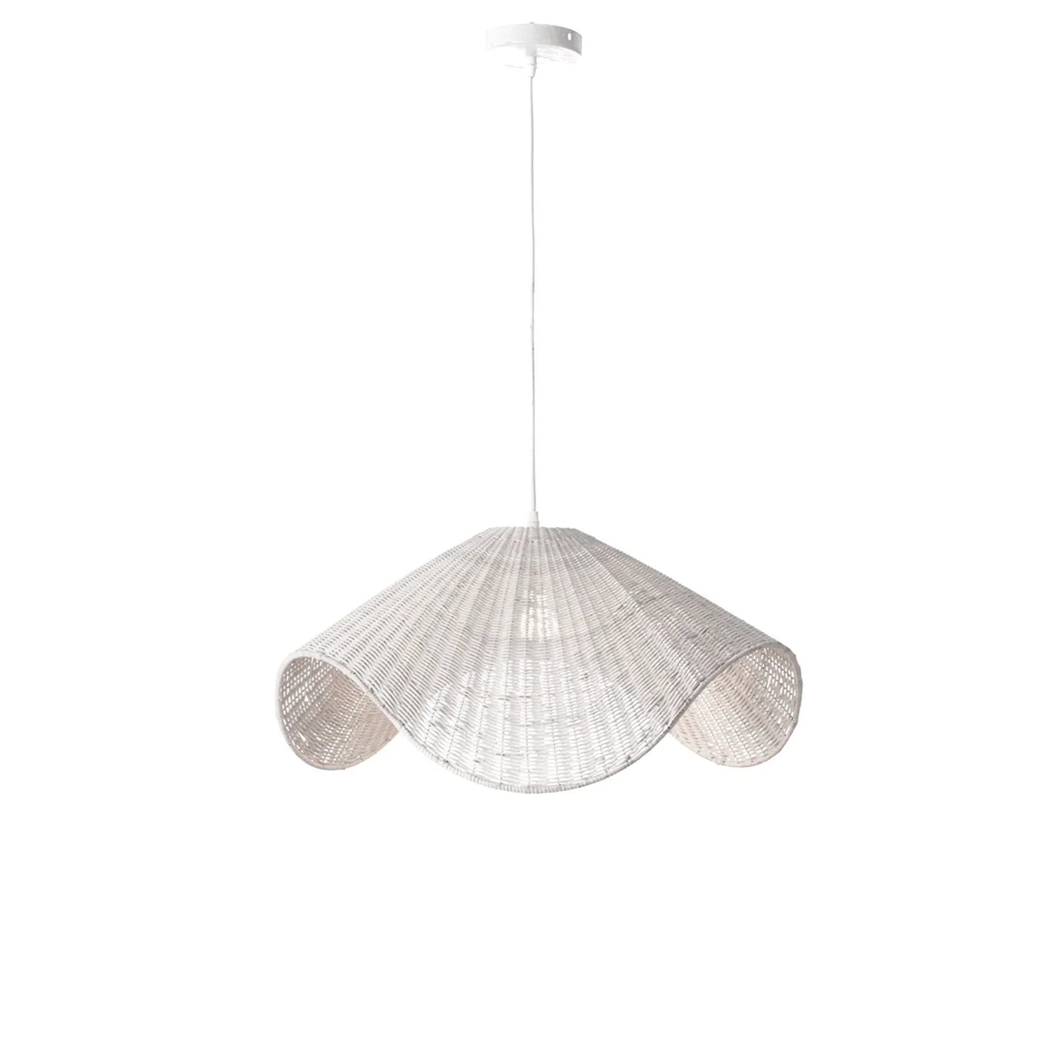Adaya White Wicker Rattan Pendant Light