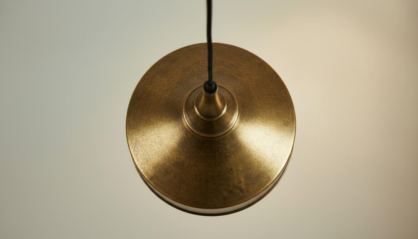 Aged Brass Dome Pendant Light - Antique Kitchen Island Hanging Lamp