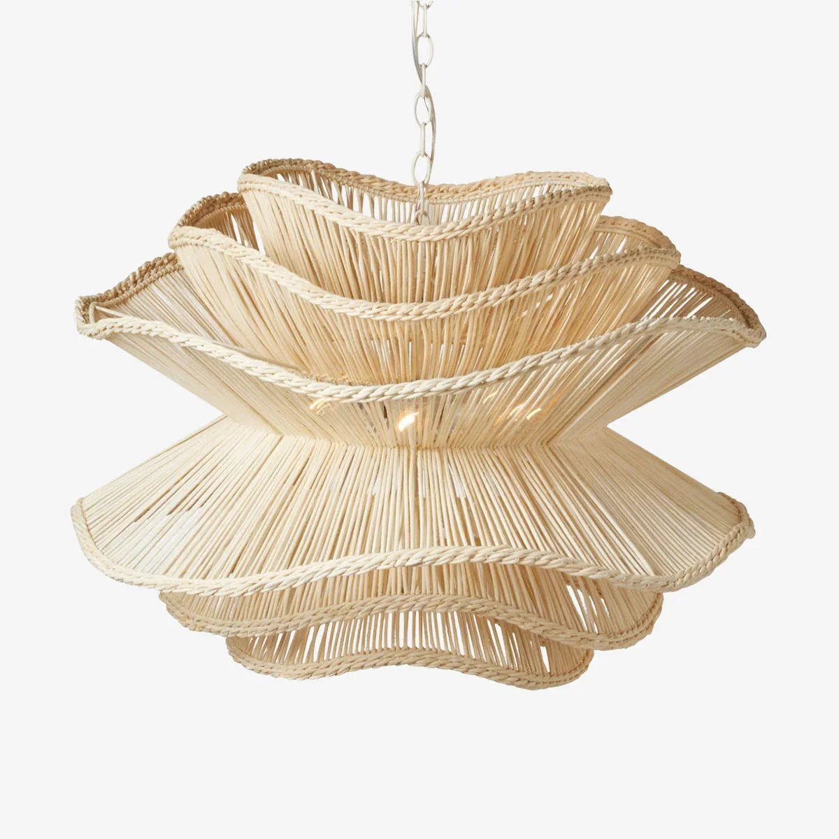 Alondra Rattan Wave Pendant Light – 5 Bulbs – Wavy Shade