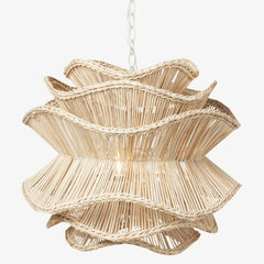 Alondra White Rattan Wave Pendant Light