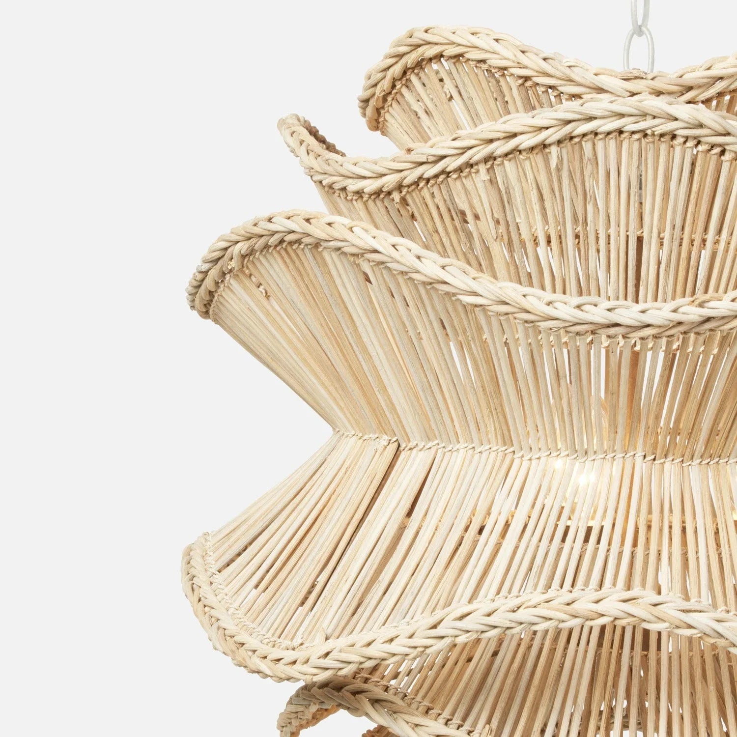Alondra Rattan Wave Pendant Light – 5 Bulbs – Wavy Shade