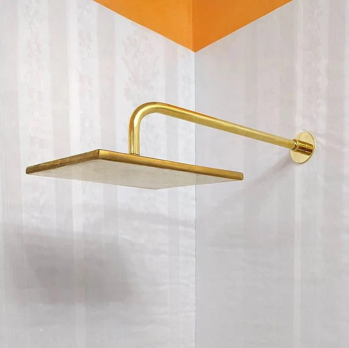 Antique Brass Shower System – Square Rain Shower Head with Dual Cross Handles