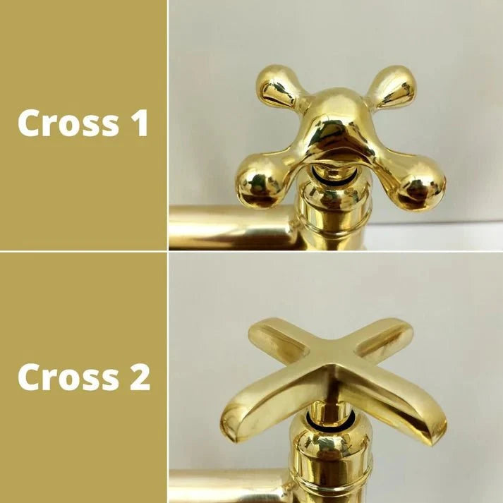 Brasska Unlacquered Brass Shower System – Wall Mounted with Tub Spout & Cross Handle