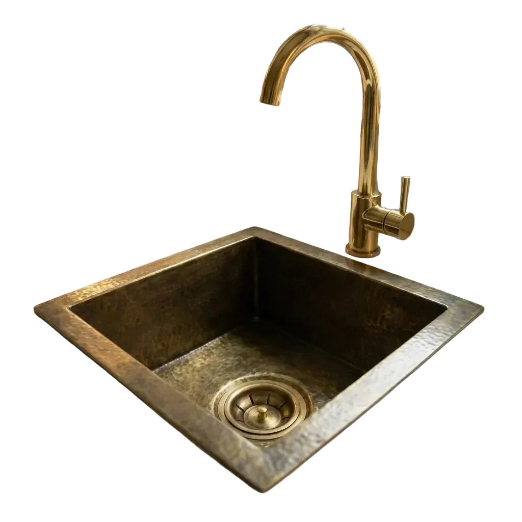Antique Bronze Hammered Brass Undermount Sink - Rustic Brass Kitchen Sink
