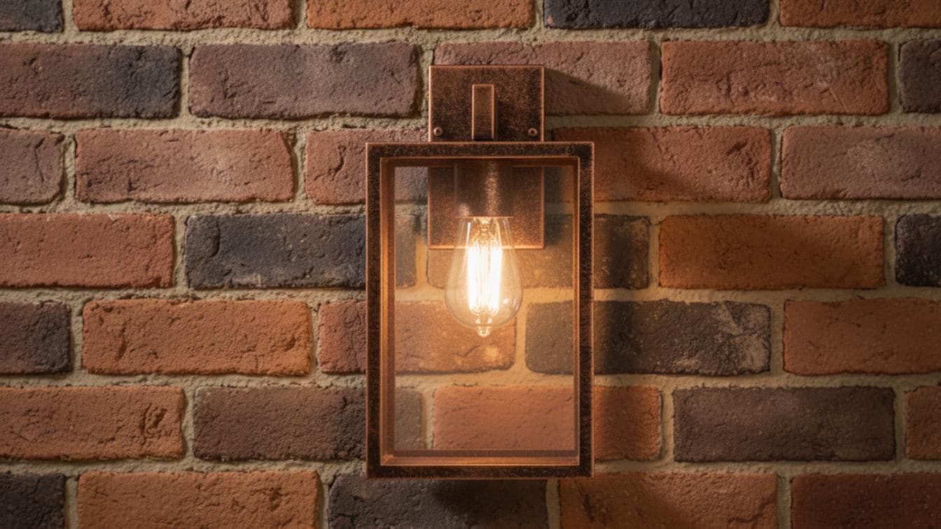 Antique Copper Box Lantern - Rustic Outdoor Wall Sconce