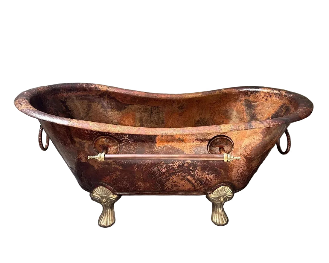 Antique Copper Clawfoot Bathtub – Handcrafted Solid Copper Tub