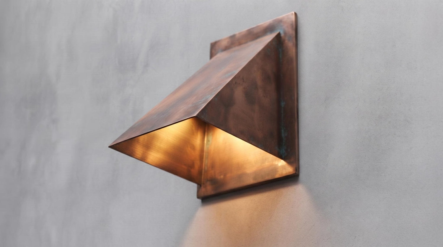 Antique Copper Wall Sconce, Aged Patina Wedge Wall Light, Rustic Indoor Outdoor Sconce, Handmade Farmhouse Porch Entryway Light