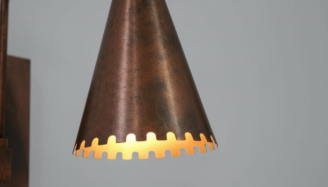 Antique Copper Wall Sconce - Rustic Handcrafted Cone Lamp