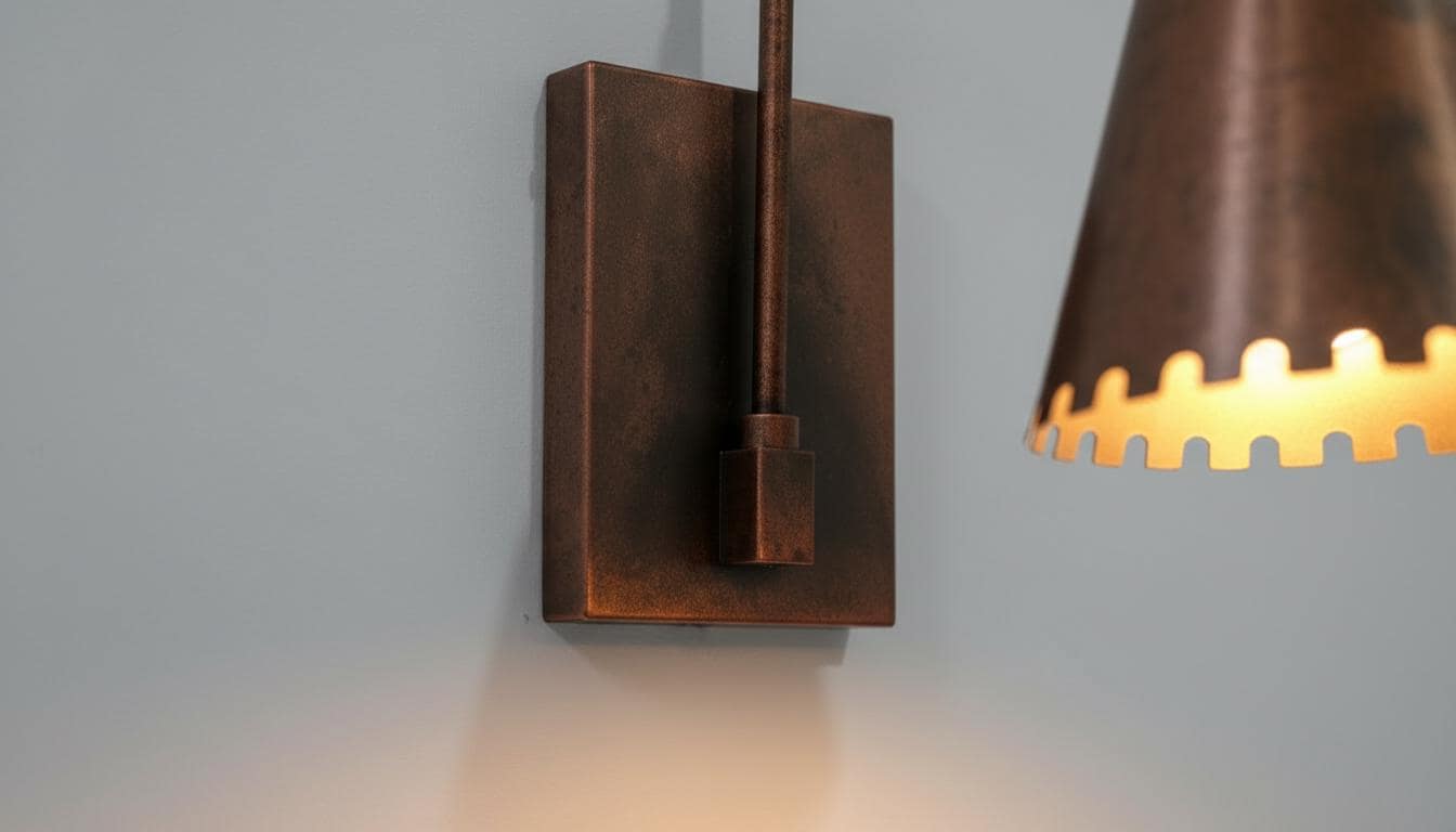 Antique Copper Wall Sconce - Rustic Handcrafted Cone Lamp