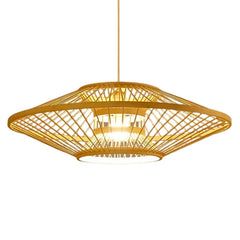 Antique Japanese Round Bamboo Pendant Light