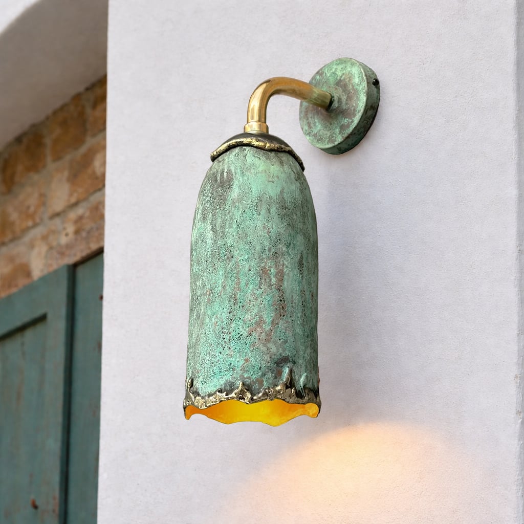Patina Copper Flame Tip Sconce