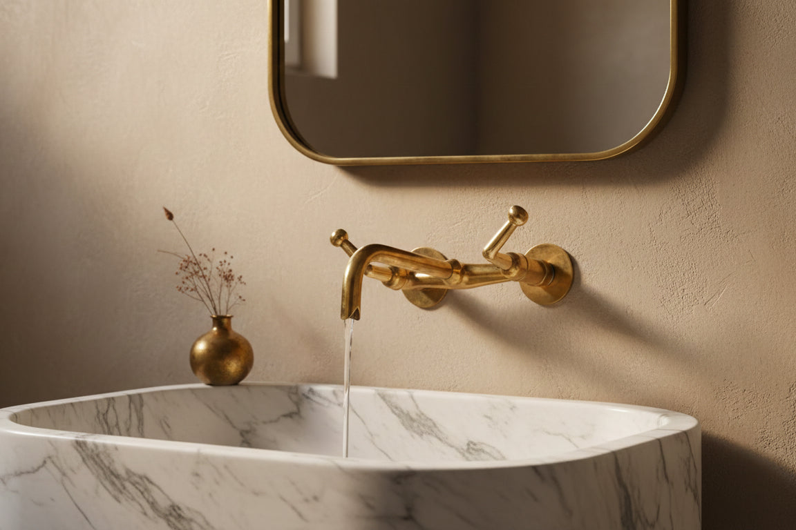Wall Mounted Faucet - Unlacquered Brass Bathroom Faucet