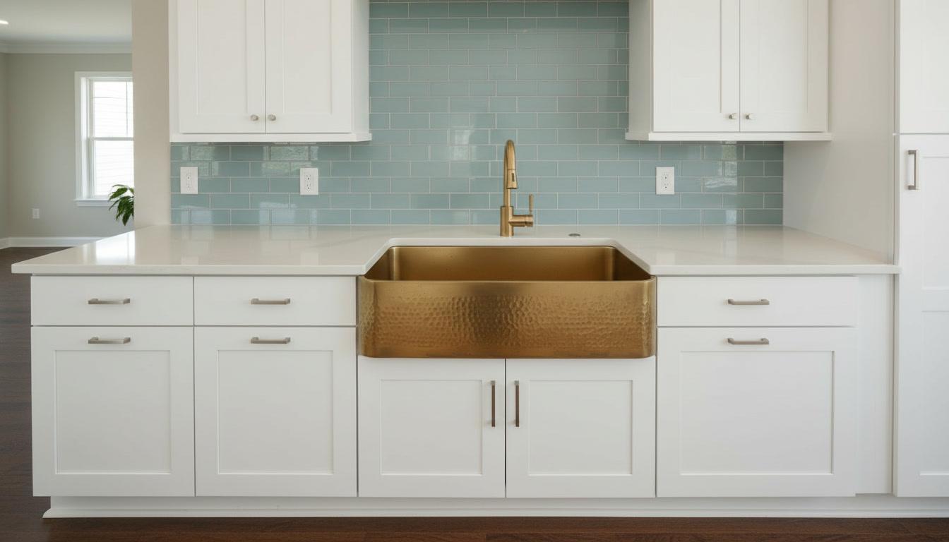 Apron Front Hammered Brass Farmhouse Sink - Luxury Kitchen Basin