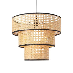 ArcoMead Rattan Triple Drum Pendant Light