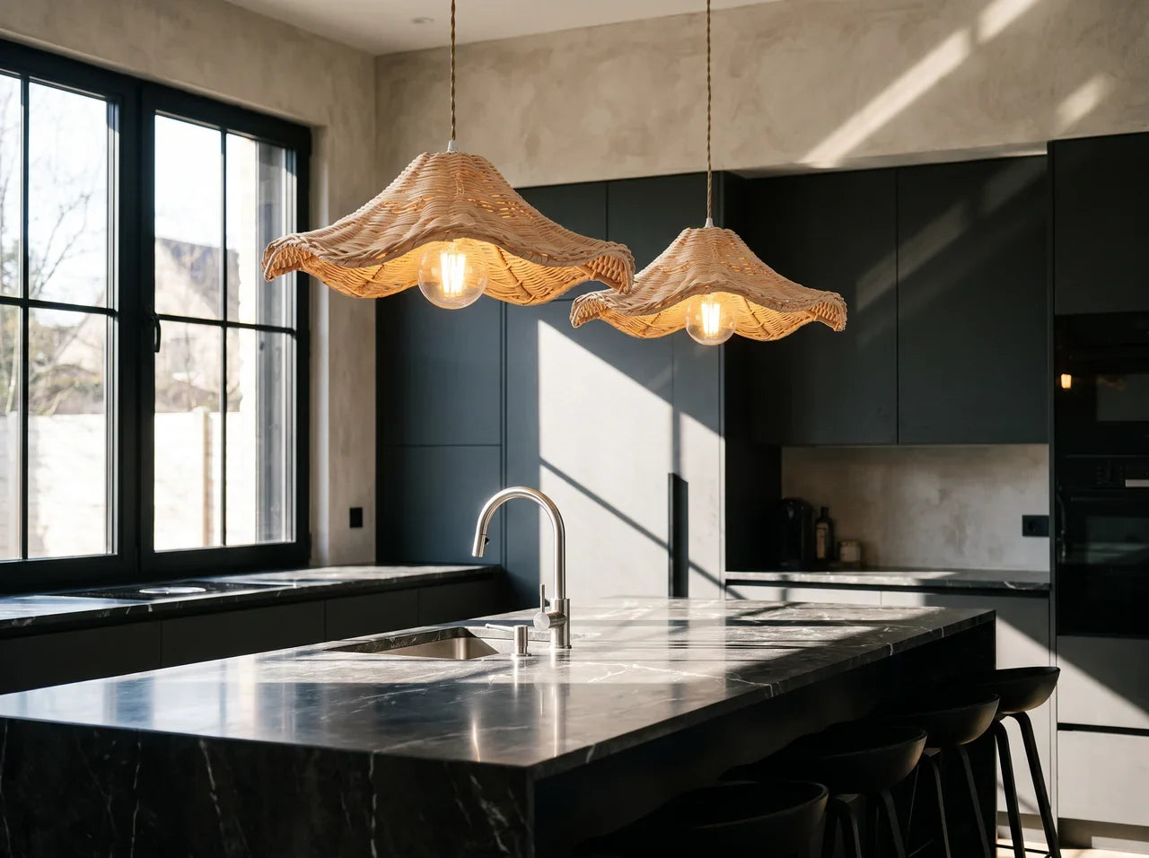 Ariel Rattan Wave Pendant Light
