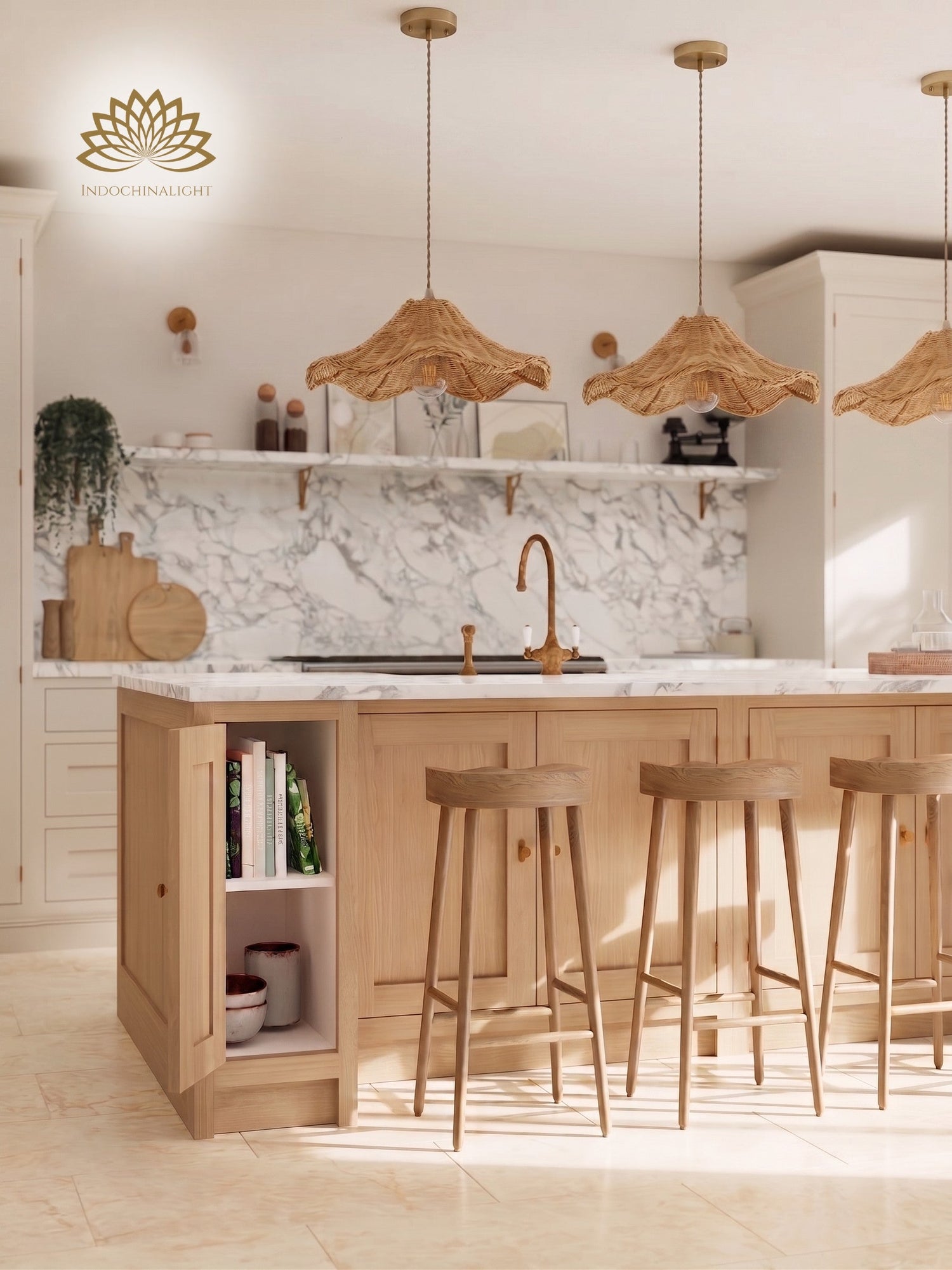 Ariel Rattan Wave Pendant Light