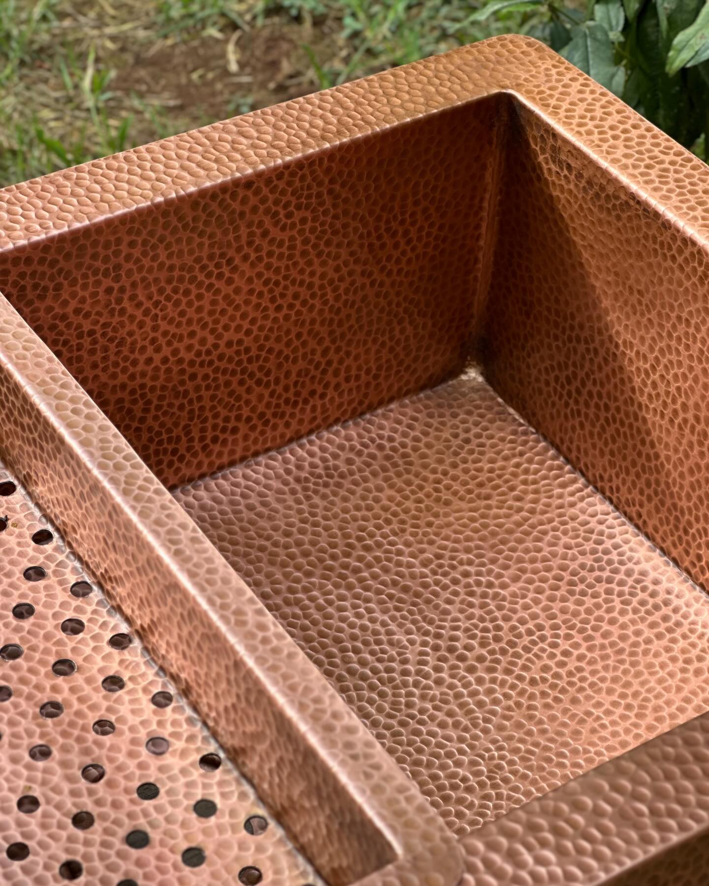 Double Wall Copper Farmhouse Kitchen sink With Drain Board
