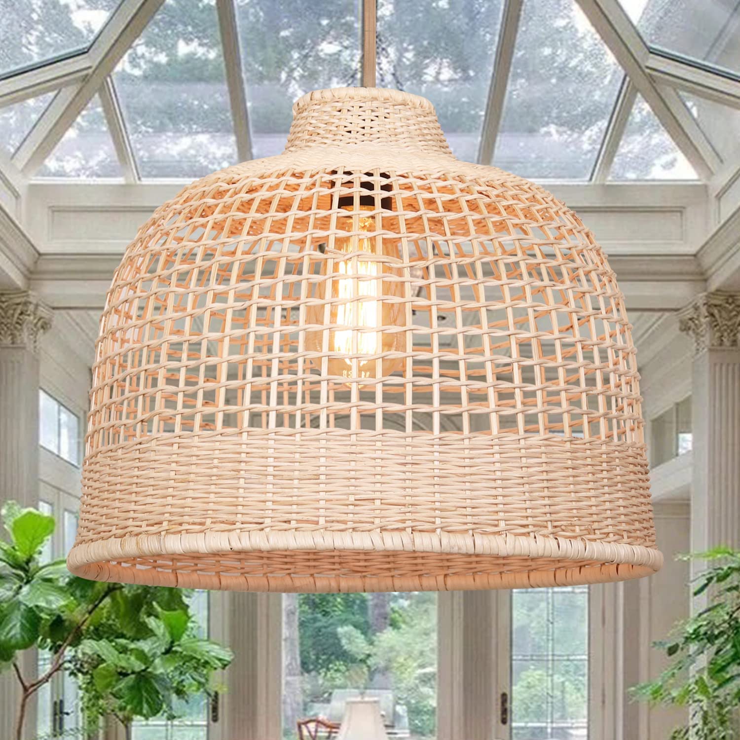 Arturesthome Rattan Basket Weave Pendant Light