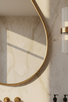 Varaudu Asymmetrical Brass Mirror Handmade Wall Mirror - Antique Brass Bathroom Mirror, Vanity Wall Decor