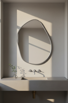Varaudu Asymmetrical Brass Mirror Handmade Wall Mirror - Antique Brass Bathroom Mirror, Vanity Wall Decor