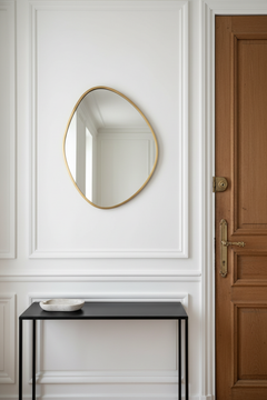 Varaudu Asymmetrical Brass Mirror Handmade Wall Mirror - Antique Brass Bathroom Mirror, Vanity Wall Decor
