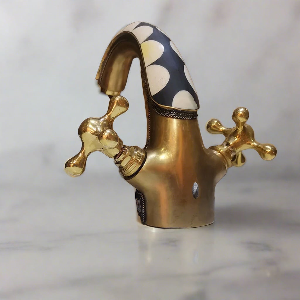 Bathroom Faucet in Brass & Resin