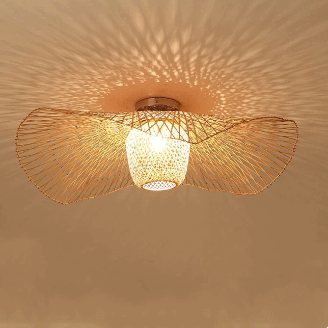Natural Lotus Leaf Woven Bamboo Pendant Light