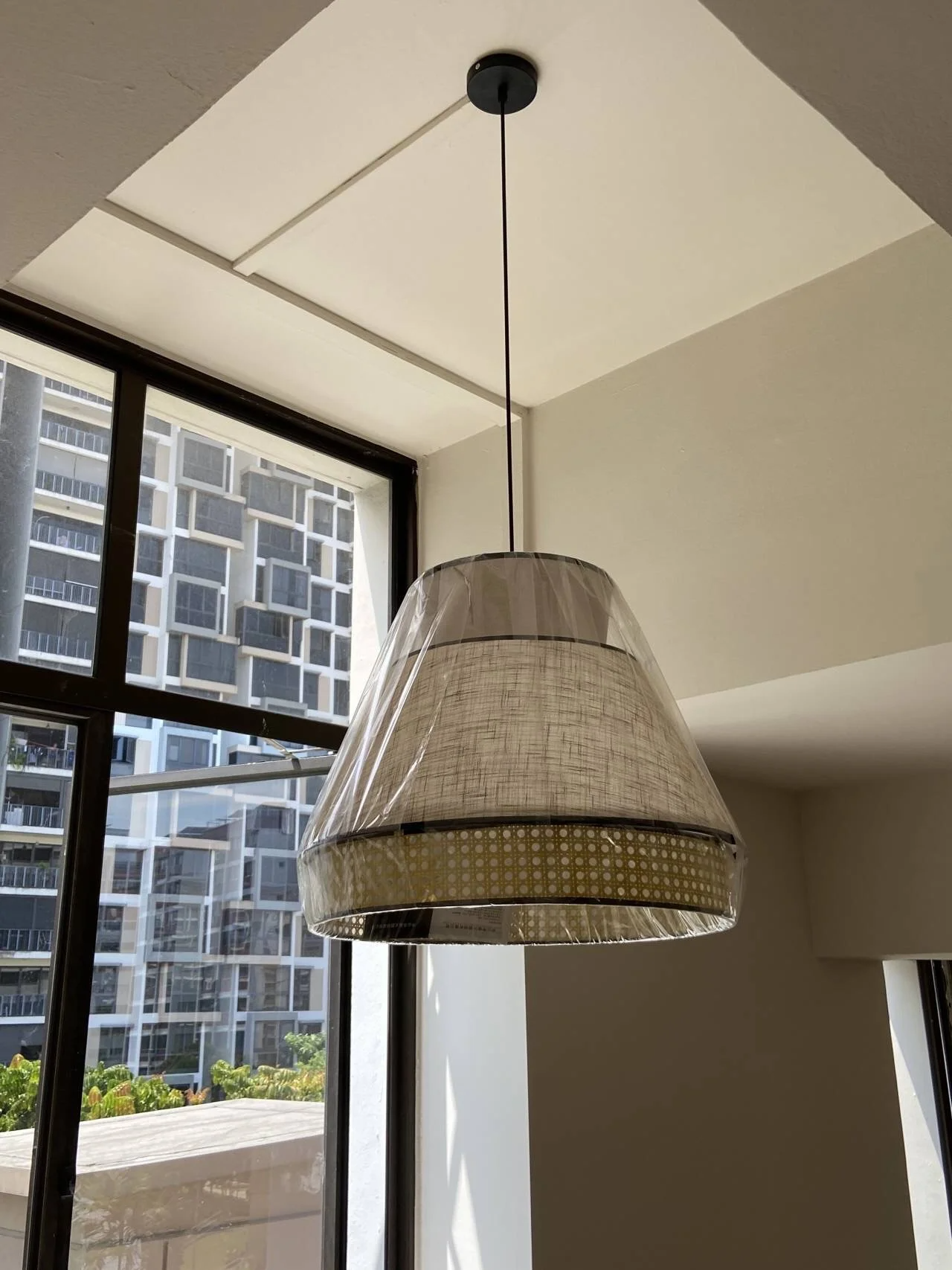 Singapour Cylinder Tiered Rattan Pendant Light