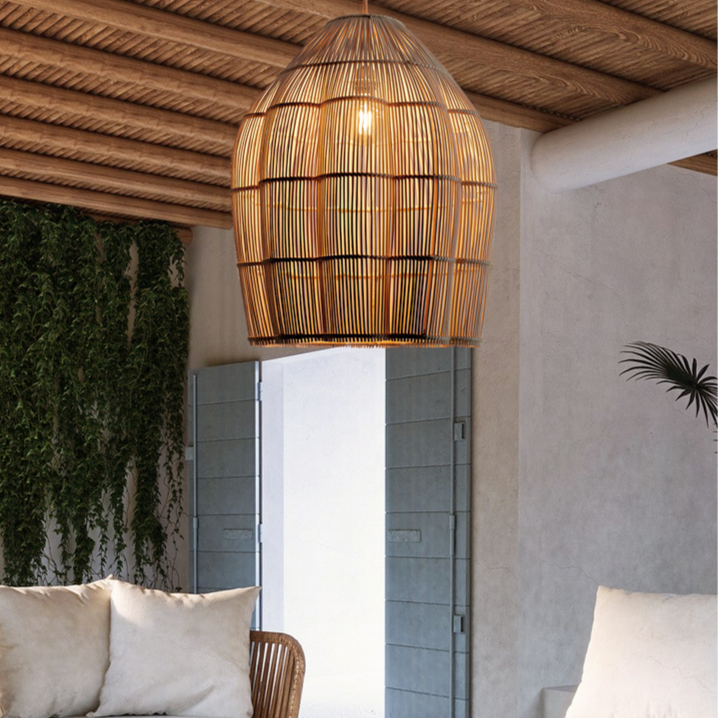 Dankia Coastal Rattan Pendant Light For Kitchen Island