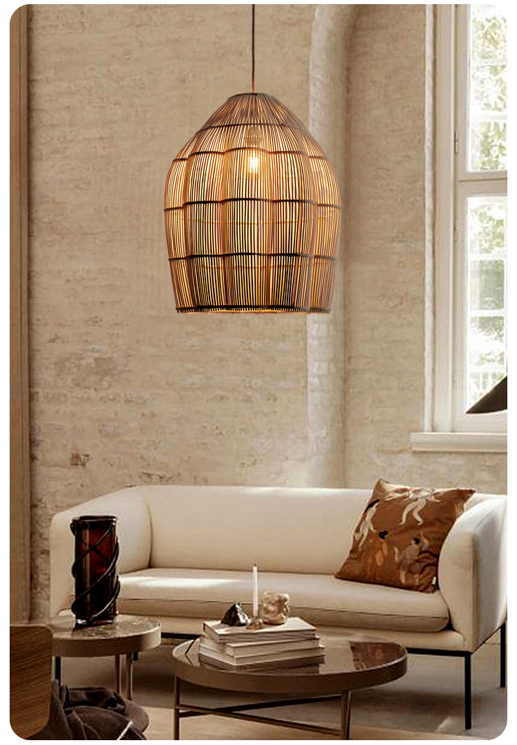 Dankia Coastal Rattan Pendant Light For Kitchen Island