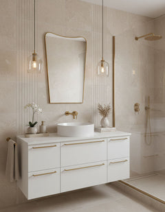 Varaudu Luxury Curved Antiqued Brass Mirror - Antique Brass Bathroom Mirror, Vanity Wall Decor