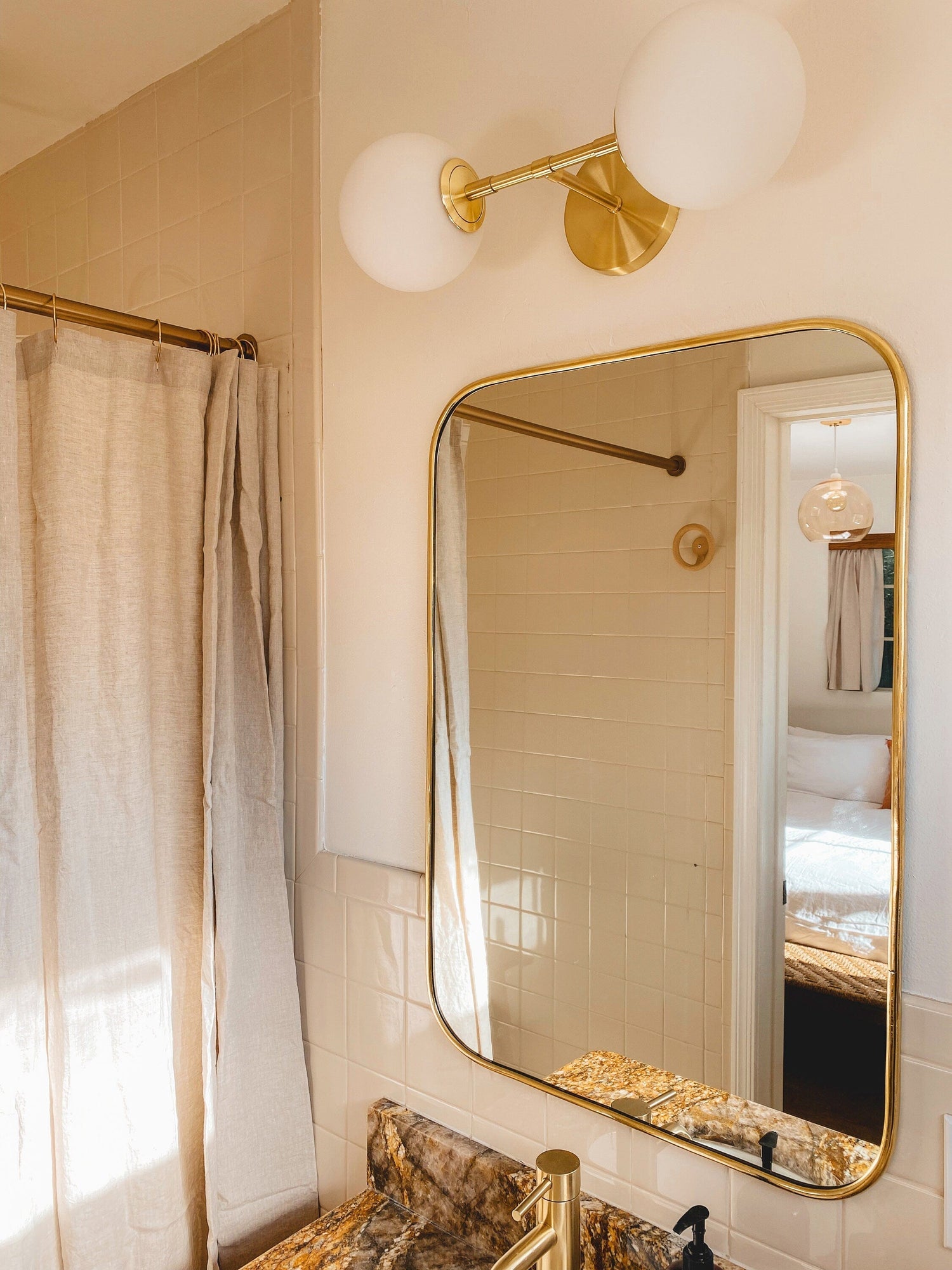 Varaudu Rectangular Brass Mirror Handmade Bedroom Wall Mirror 369099641 - Antique Brass Bathroom Mirror, Vanity Wall Decor