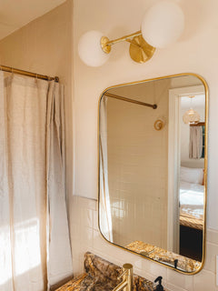 Varaudu Rectangular Brass Mirror Handmade Bedroom Wall Mirror 369099641 - Antique Brass Bathroom Mirror, Vanity Wall Decor
